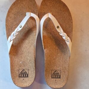 Reef White Braided Strap Flip Flops